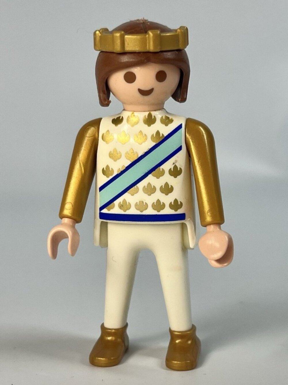Playmobil Figure Man Fairytale Castle Prince Gold Light Blue Uniform